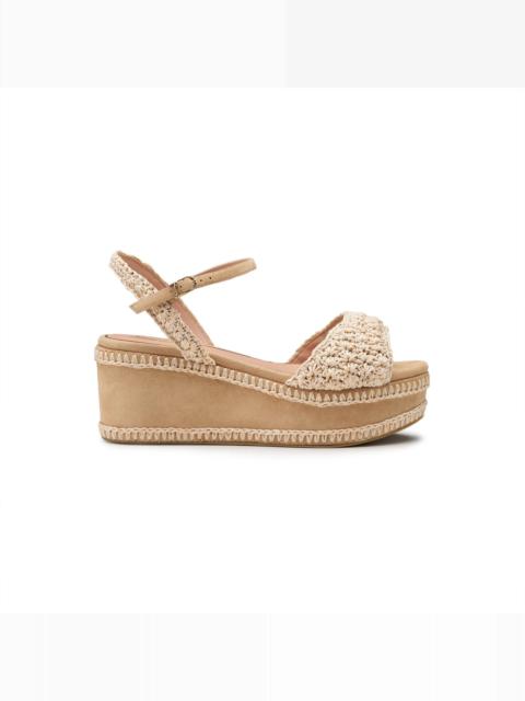 Santoni Women's beige suede and raffia wedge