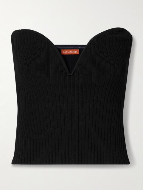 Altuzarra Lennon Strapless Ribbed-knit Bustier Top