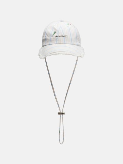 JACQUEMUS Artichaut striped cotton canvas baseball cap