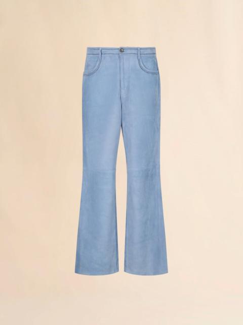 Marni BLUE SUEDE PANTS WITH CUT-OUT DETAILING