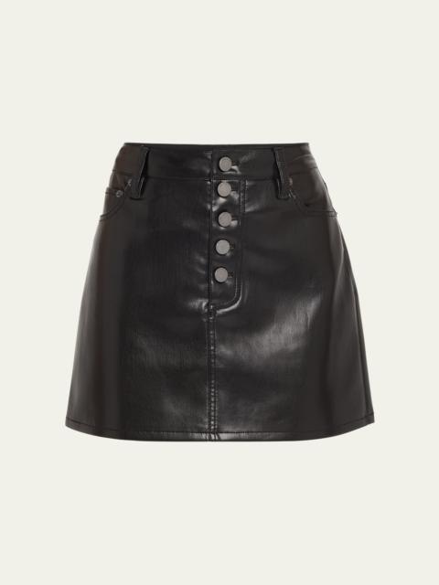 Alice + Olivia Joss Vegan Leather Exposed Button Mini Skirt