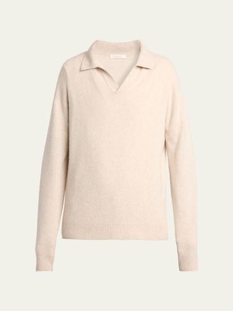 The Row Men's Cashmere Knit Johnny-Collar Polo Sweater