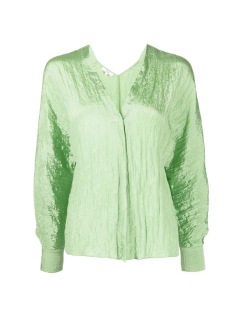 crinckle-effect V-neck blouse