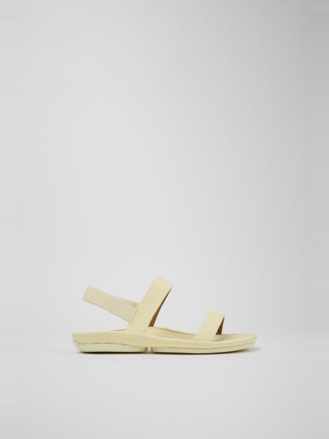 CAMPER Right Isla Yellow Leather Sandals for Women.