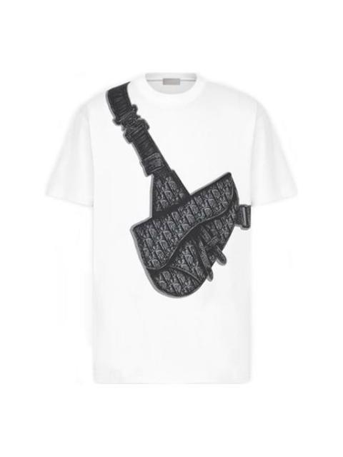 Dior DIOR SS20 Compact Spinning Cotton Saddle Bag Printed For Men White 943J605N0554-C088