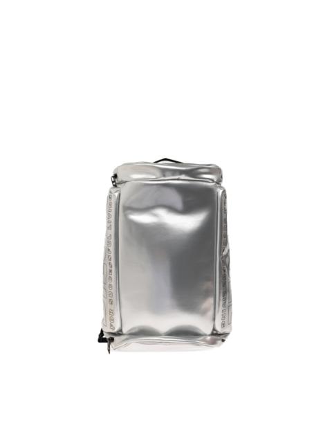 Diesel logo-print metallic-effect backpack