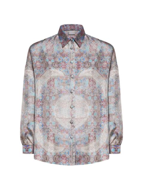 Pierre-Louis Mascia Aloe mosaic-pattern button-up silk shirt