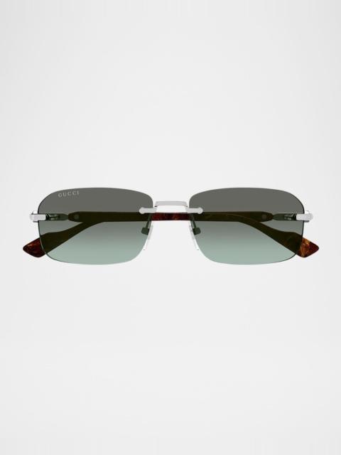 Men's GG1221SM Rimless Metal Rectangle Sunglasses