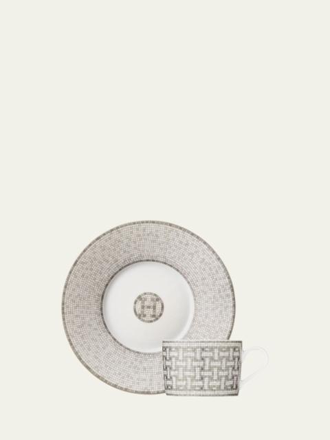 Hermès Mosaique au 24 Platinum Tea Cup & Saucer