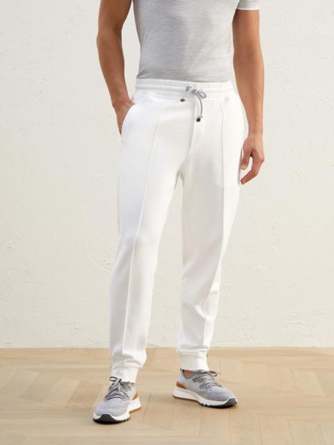 Cotton French terry trousers with Crête detail and elasticated zipper cuffs