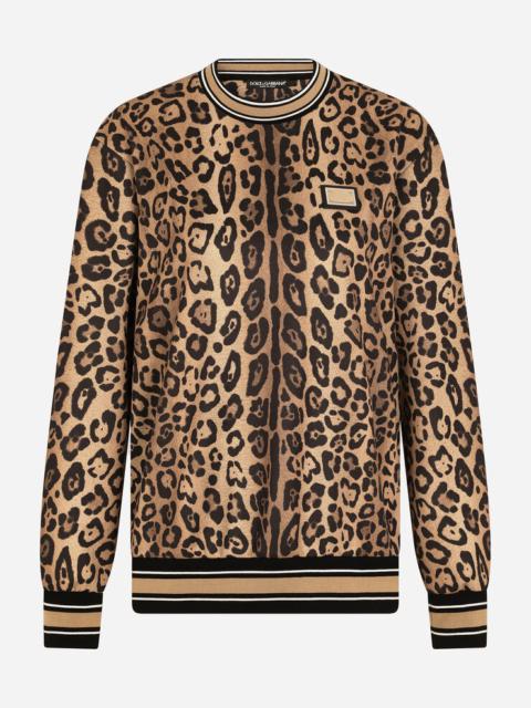 Leopard-print jersey sweatshirt