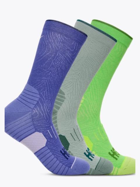 HOKA Crew Run Sock 3-Pack in Celestial Blue/Sage/Neon Green