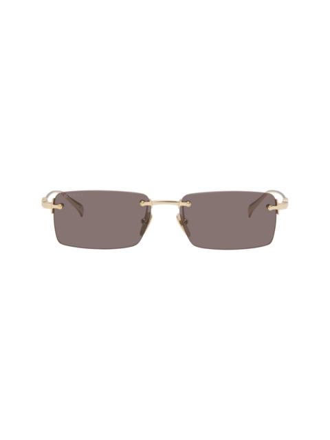 GUCCI Gold Rectangular Frame Sunglasses