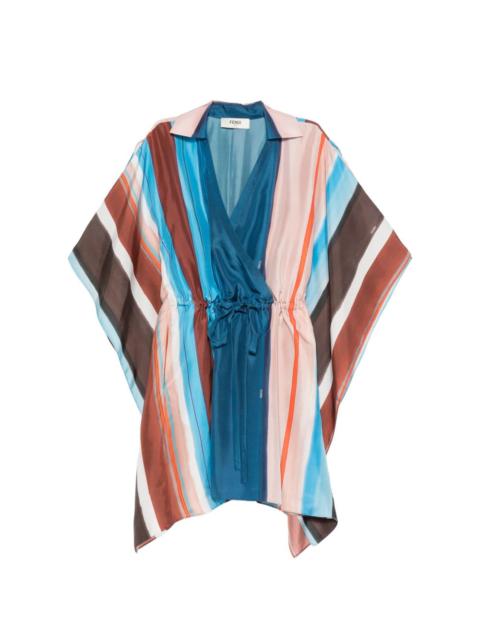 FENDI striped silk mini dress