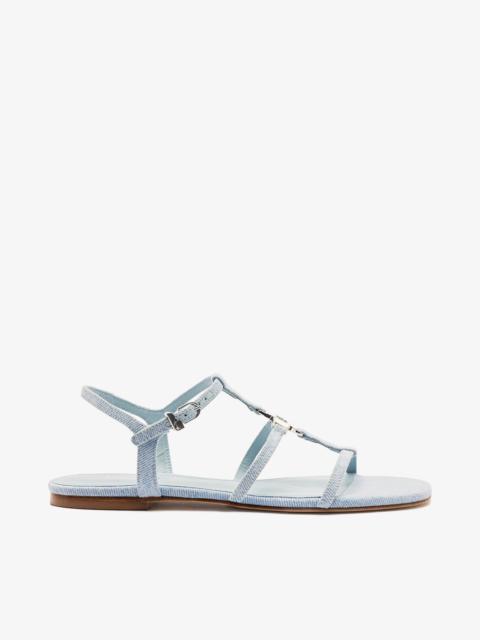 Larroudé Hana Flat Sandal Maya Denim