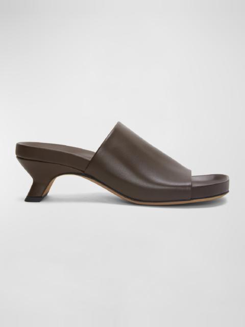 Loewe Ease Leather Kitten-Heel Slide Sandals