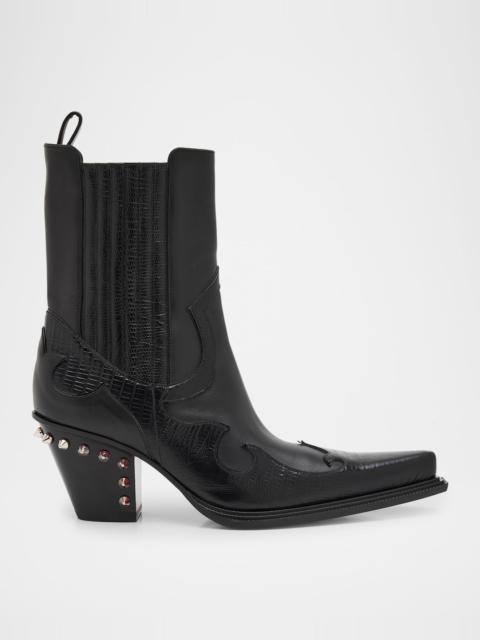 Christian Louboutin Men's Becca Uomo Leather Spike-Heel Western Boots