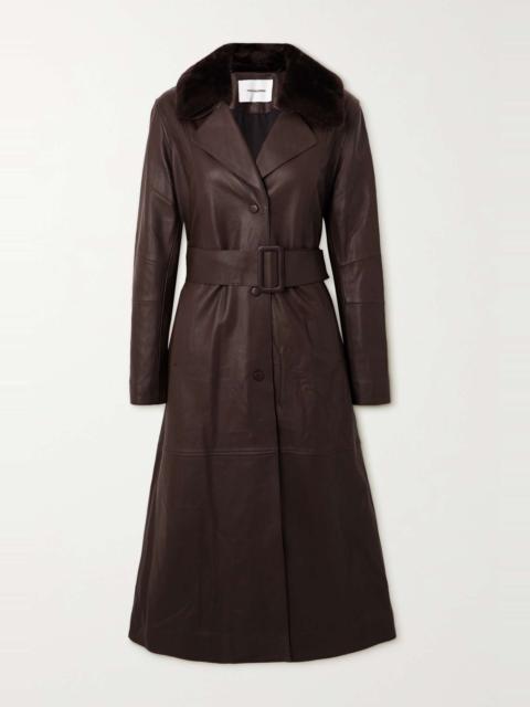 Yves Salomon Belted shearling-trimmed leather coat