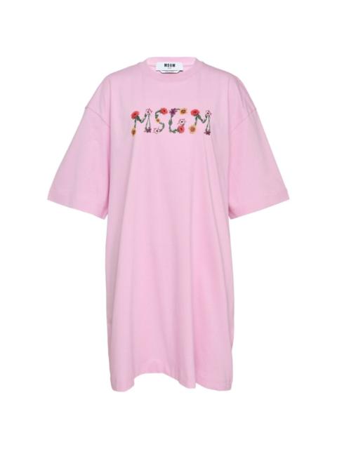 MSGM floral-logo mini T-shirt dress