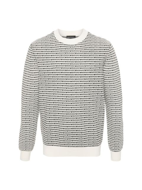 intarsia-knit logo virgin wool jumper