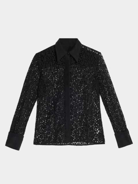 MARIA McMANUS Sheer Laced Cotton-Blend Shirt