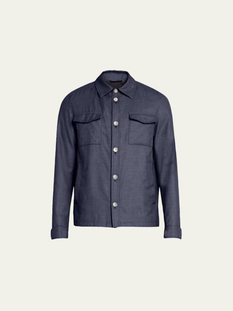 Herno Men's Coated Cashmere-Blend Overshirt