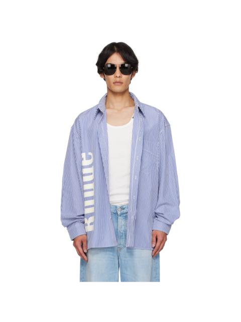 Rhude Blue & White 'Rhude' Side Logo LS Shirt