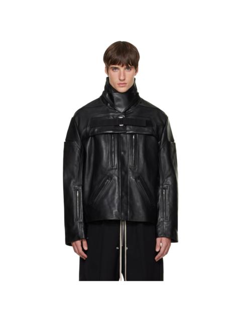 Rick Owens Black Tower 2 Piece Leather Mac Jacket & Vest