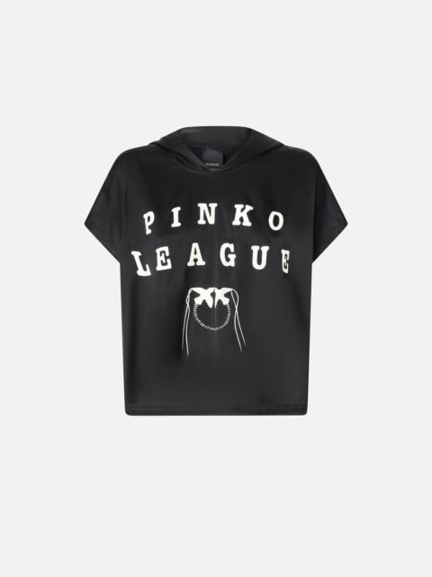 PINKO HOODED BLOUSE WITH PINKO LEAGUE PRINT