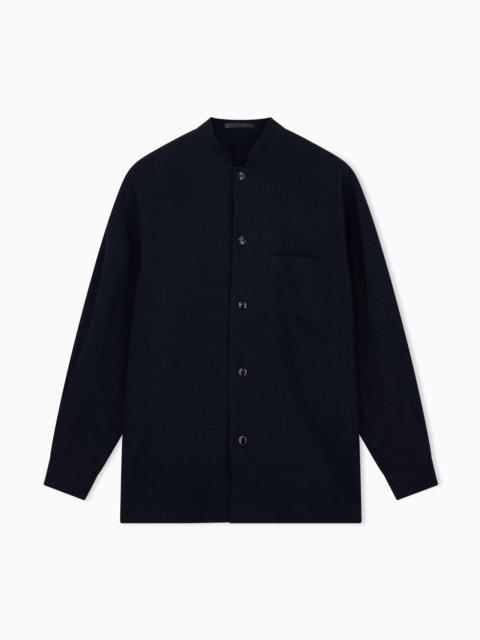 GIORGIO ARMANI SHIRT OVERSIZED SOLID SEERSUCKER VISCOSE CUPRO BLEND