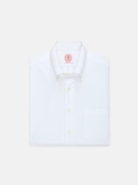 J. PRESS MADE-IN-USA WHITE OXFORD CLOTH SHORT SLEEVE SPORT SHIRT - CLASSIC FIT