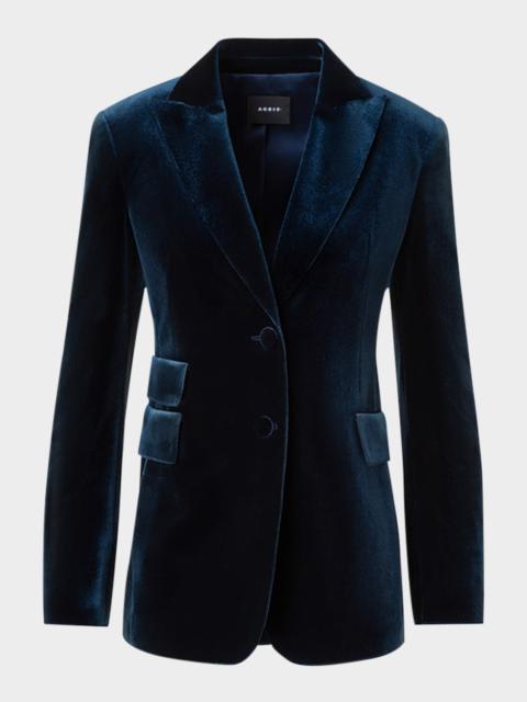AKRIS Percival Techno Velvet Stretch Single-Breasted Jacket