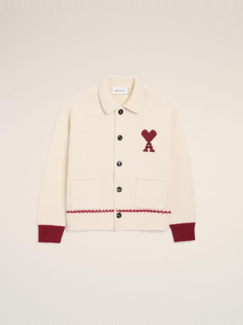 AMI Paris WHITE WOOL AMI DE COEUR CARDIGAN