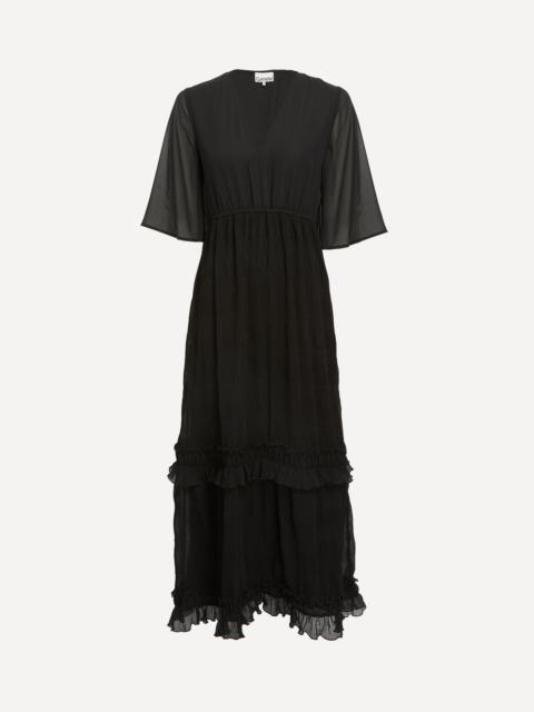 Black Pleated Georgette Dress