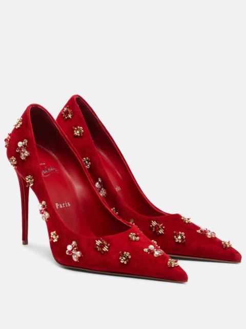 Christian Louboutin Mix Kate 100 embellished suede pumps