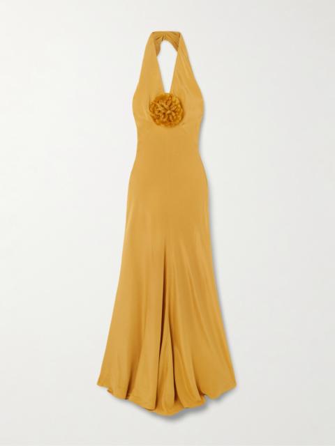 RODARTE Embellished Silk-crepe Halterneck Gown