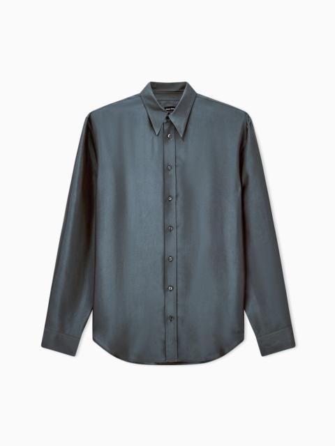 GIORGIO ARMANI SHIRT REGULAR FIT IN IRIDESCENT YARN-DYED SILK TWILL
