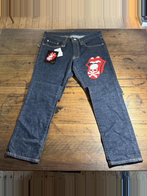 mastermind JAPAN mastermind Japan × Theater8 Rolling Stones Navy Blue One Wash Cotton Denim Jeans
