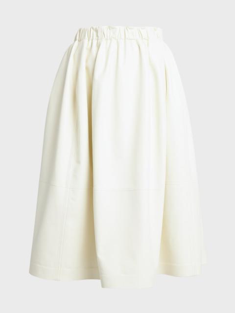 Marni Gathered Leather Midi Skirt