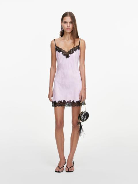 self-portrait Pink Satin Contrast Lace Mini Dress