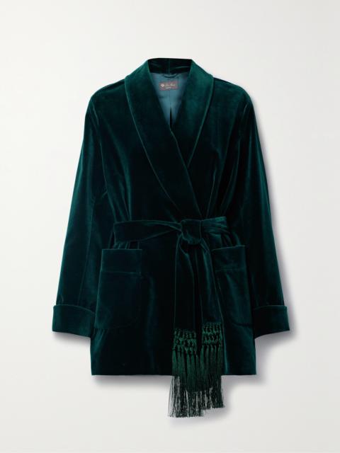 Loro Piana Raniya Belted Macramé-trimmed Cotton-blend Velvet Jacket