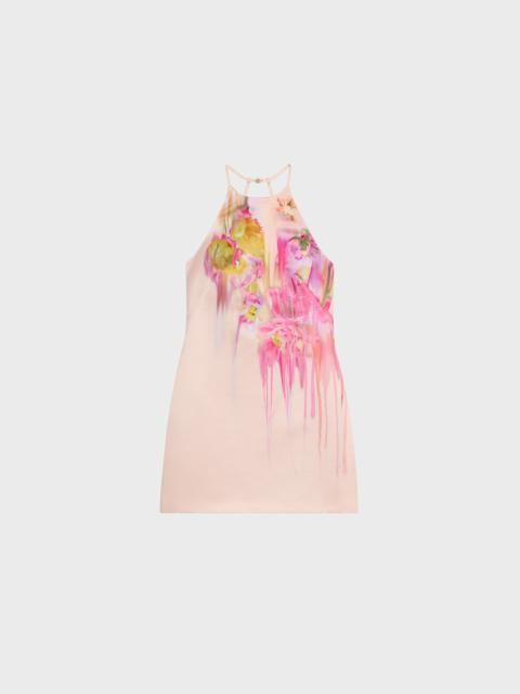 【BLUMARINE】MINI DRESS IN DUCHESSE WITH LIQUID FLOWER PRINT Dress In Duchesse With Liquid Flower Print | Blumarine