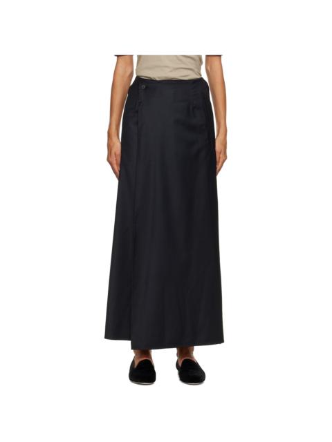 ssstein Black Wool & Silk Wrap Maxi Skirt