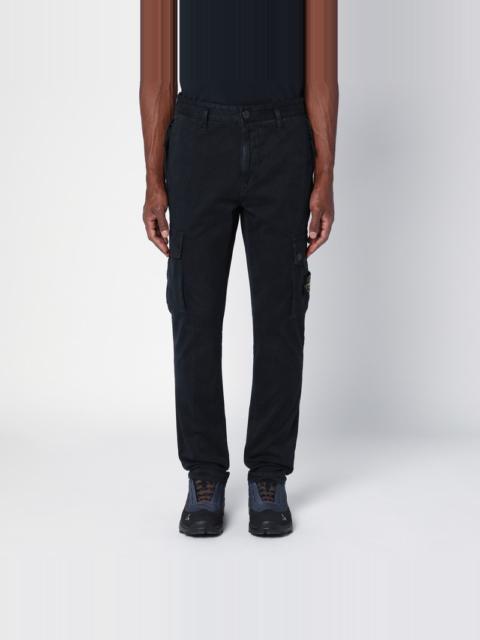 Navy blue cotton trousers with logo