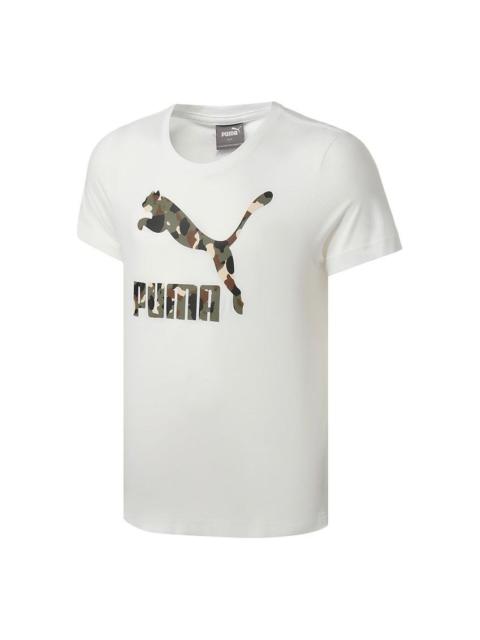 PUMA Logo Graphic T-Shirt 'White Green Black' 588012-02
