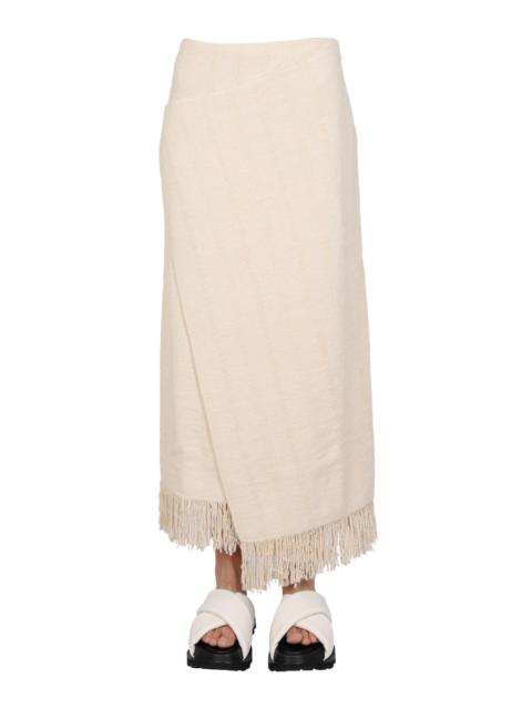 Jil Sander JIL SANDER Fringed Wrap-effect Midi Skirt
