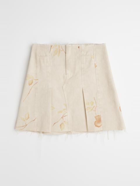 Pleated Wrap Skirt Diurnal Flower Printed Denim
