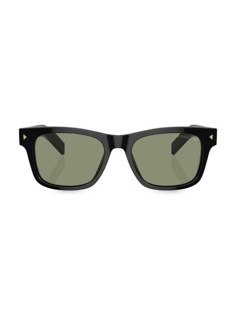 Prada Men's 51MM Rectangular Sunglasses - Black Dark Green