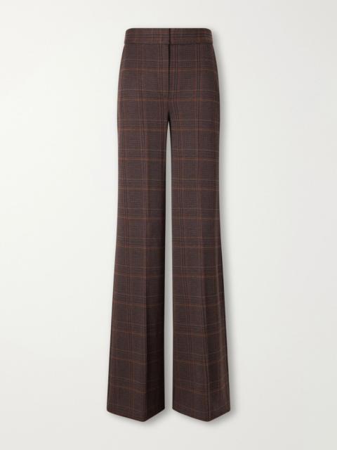 Max Mara Emiro Prince of Wales checked wool and cotton-blend twill wide-leg pants Brown