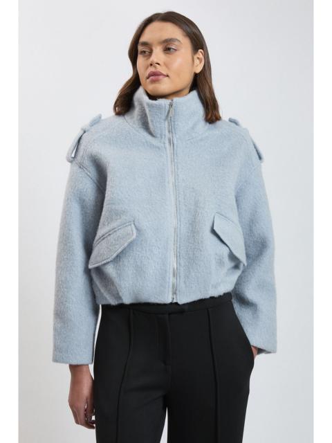 KAREN MILLEN Wool Blend Texture Bomber short coat